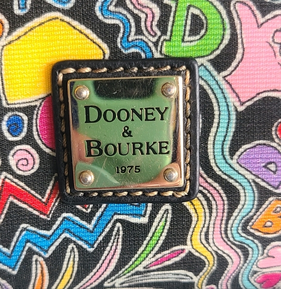Dooney & Bourke Black Multicolor Doodle Wristlet - Picture 2 of 13